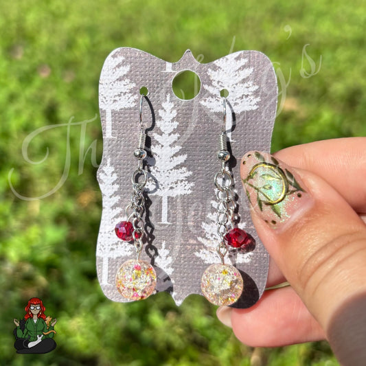 Gladys - Pink & Orange Crackle Bead Earrings!