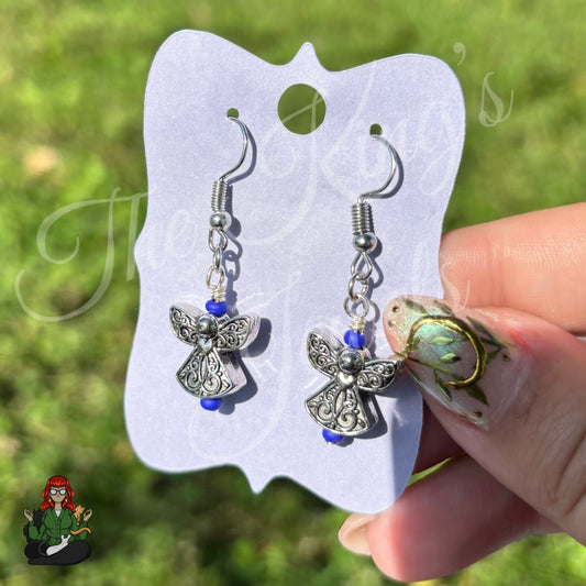 Melissa - Dainty Blue & Angel Bead Earrings!