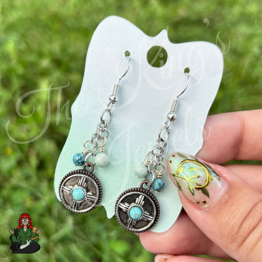 Gladys - Copper Shield & Beads Earrings!