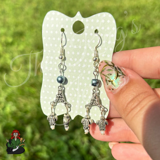 Freya - Pearl Turtle Chandelier Earrings!