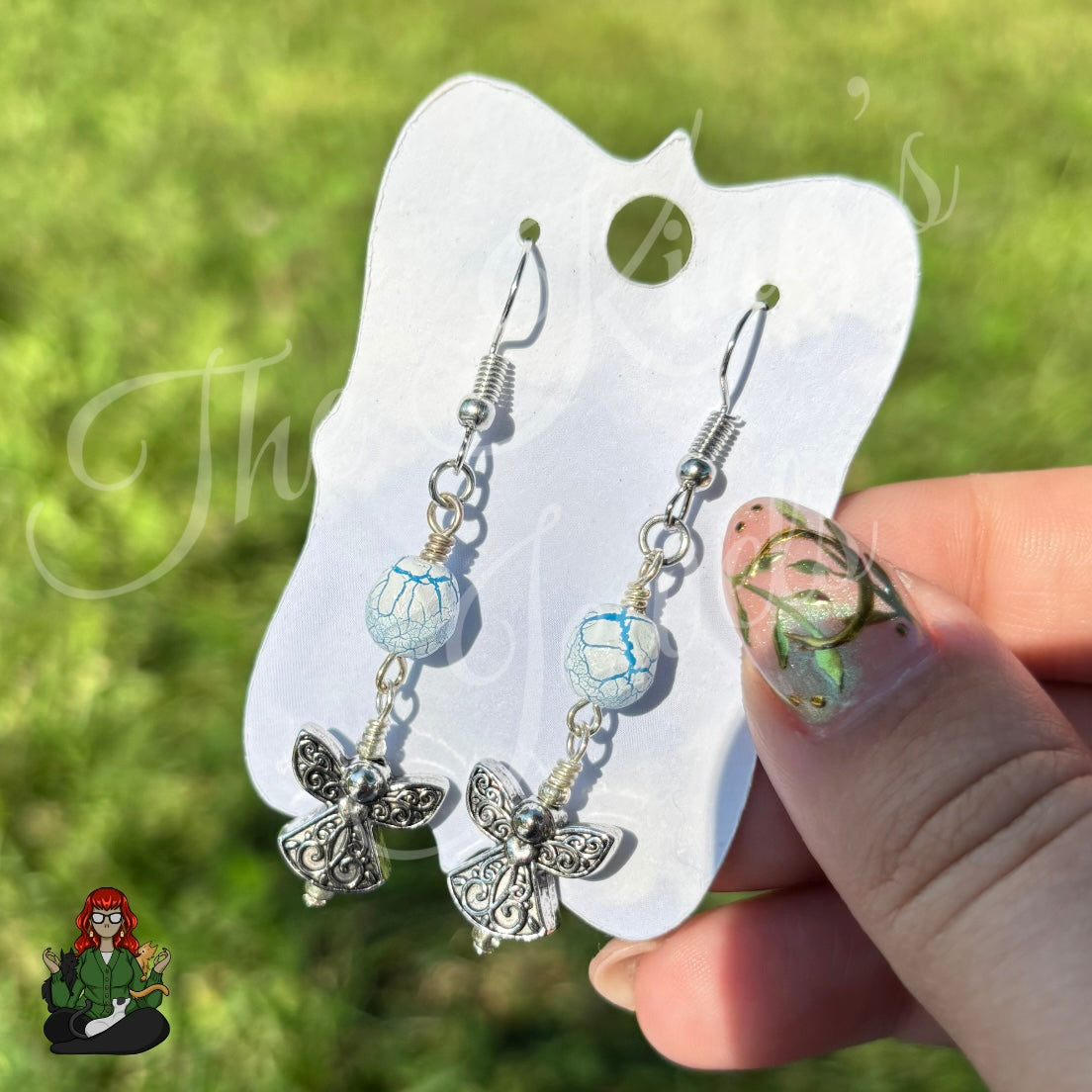 Katie - Blue & White Angel Earrings!