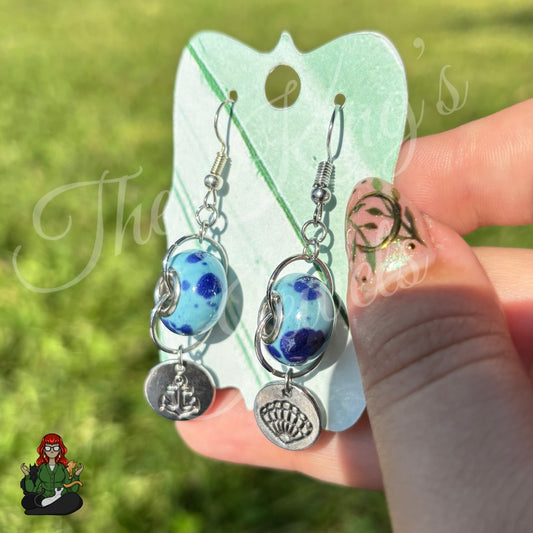 Katie -  Anchor & Blue Stone Charm Earrings!