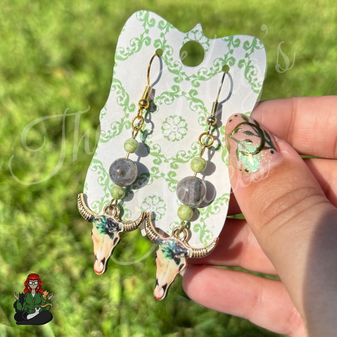 Katie - Steer Skull & Beaded Earrings!