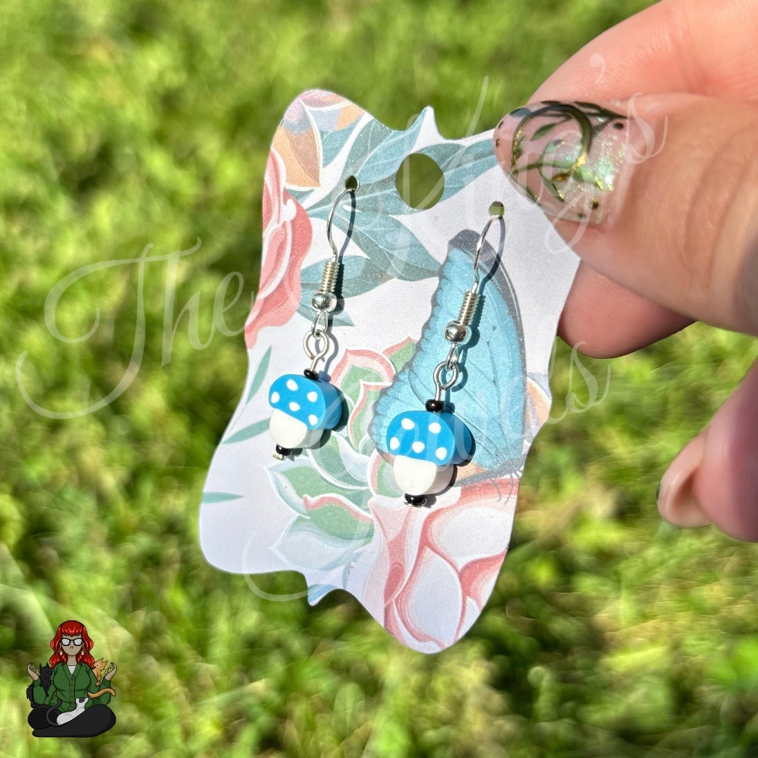 Melissa - Blue Mushroom Earrings!