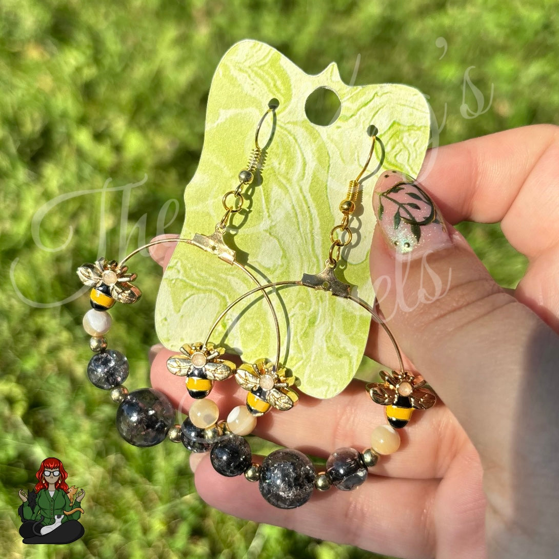 Riona - Glass, Mother of Pearl & Bee Bead Earrings!