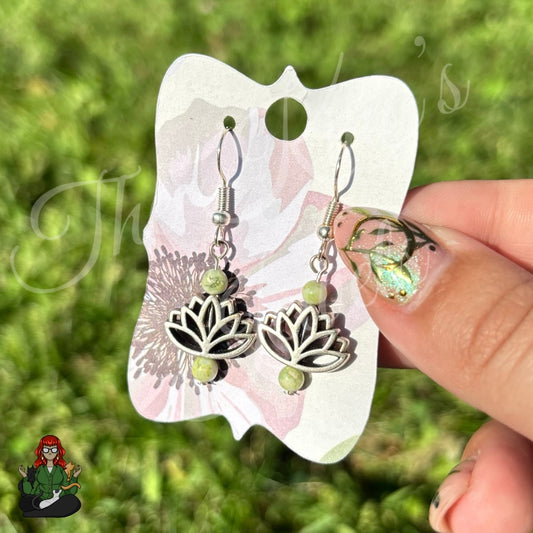Melissa - Green Lotus Bead Earrings!