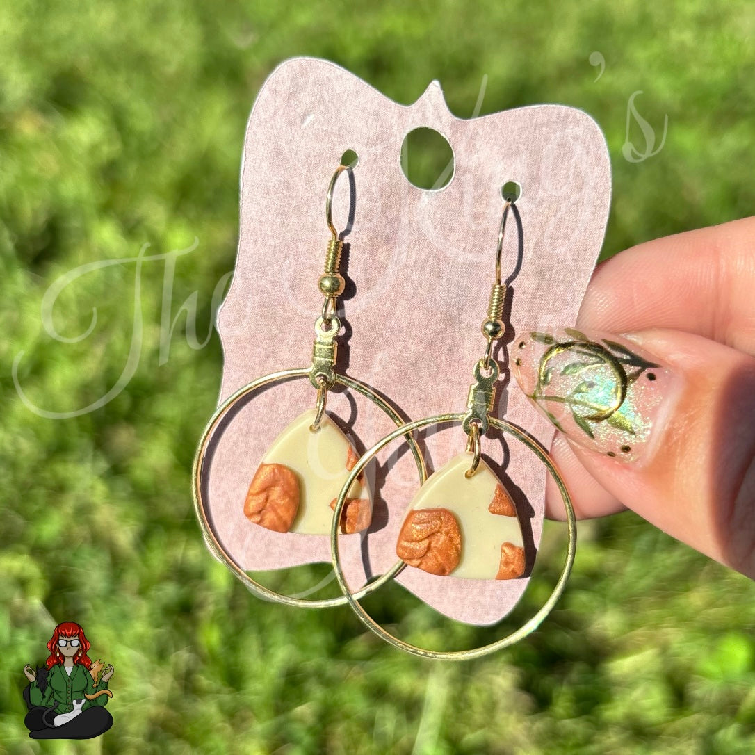 Riona - Cream & Orange Clay Charm Hoop Earrings!