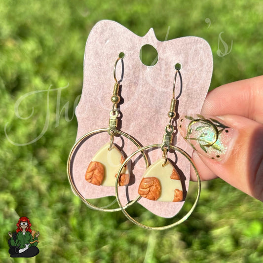 Riona - Cream & Orange Clay Charm Hoop Earrings!