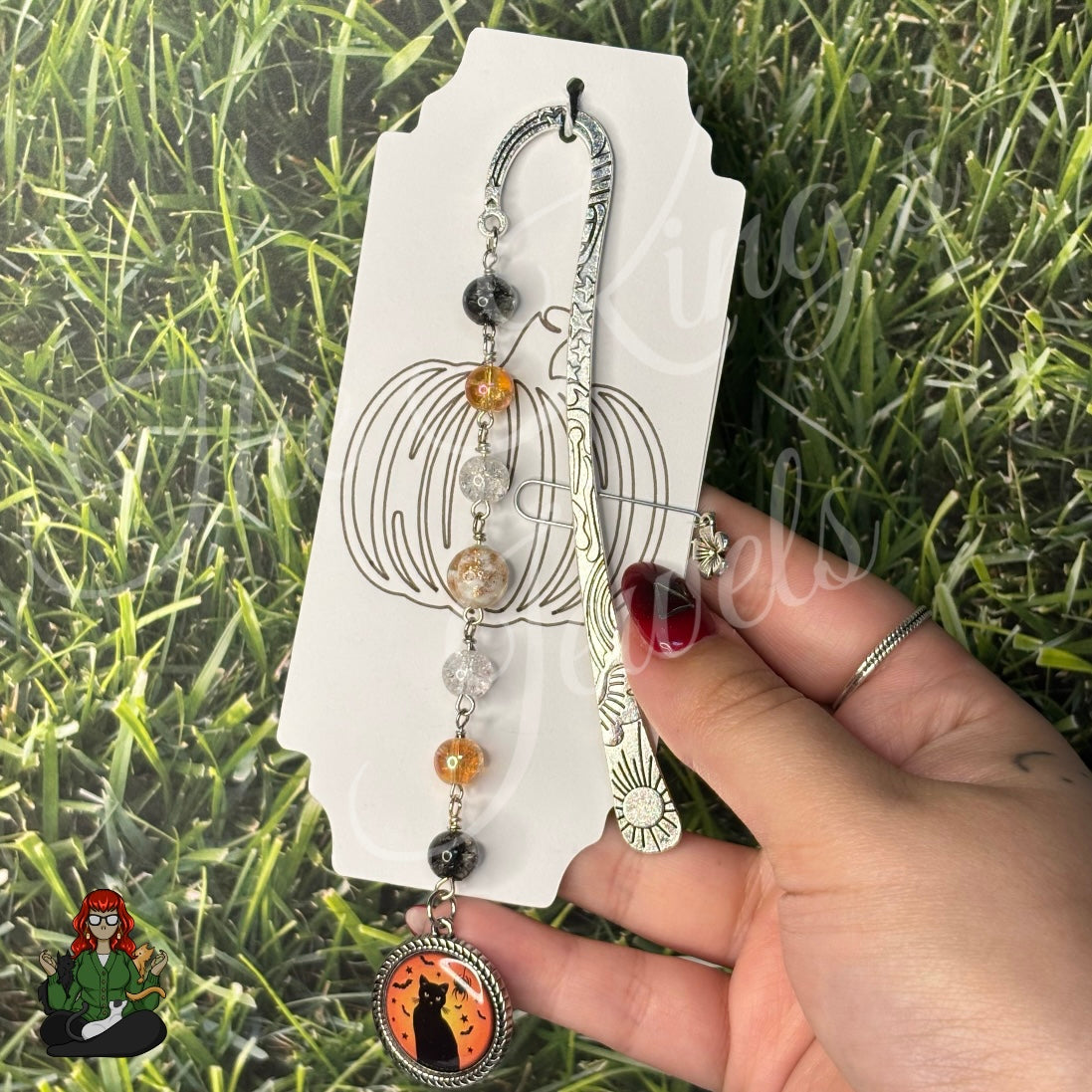 GwennaBelle - Black Cat & Glow in the Dark Glass Bead Bookmark!