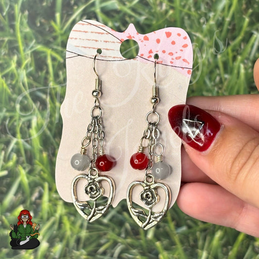 Gladys - Rose Heart Earrings!