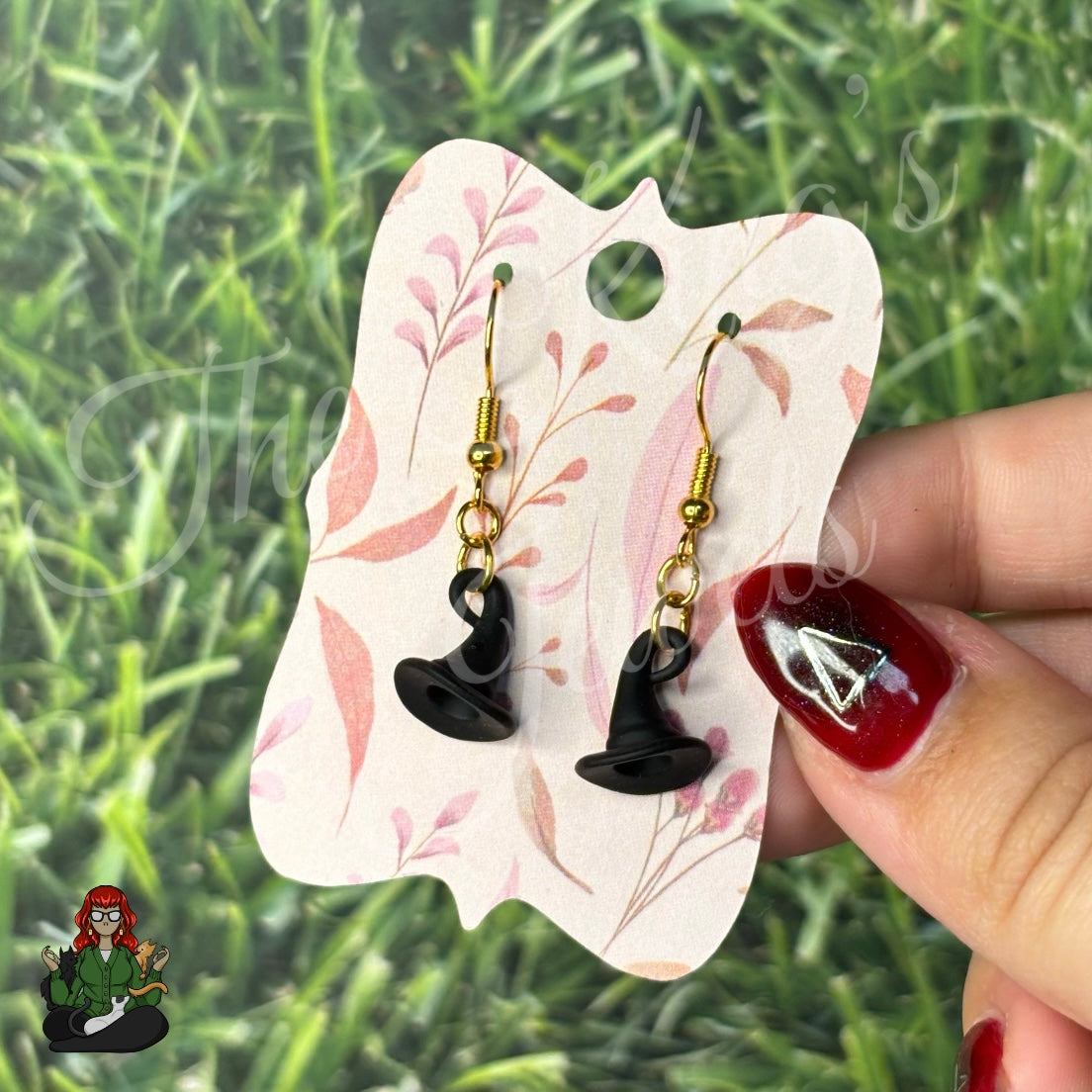 LeonaRae - Small Black Witch Hat Earrings!