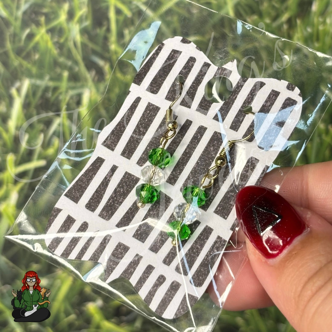 Melissa - Clear & Green Beaded Earrings!