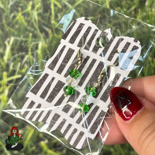 Melissa - Clear & Green Beaded Earrings!