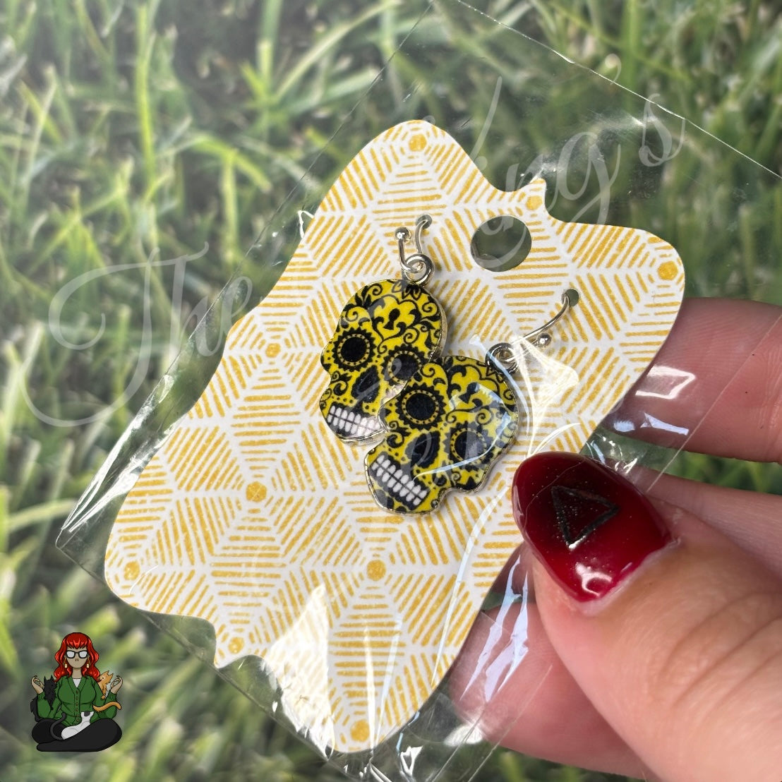 LeonaRae - Yellow Sugar Skull Earrings!