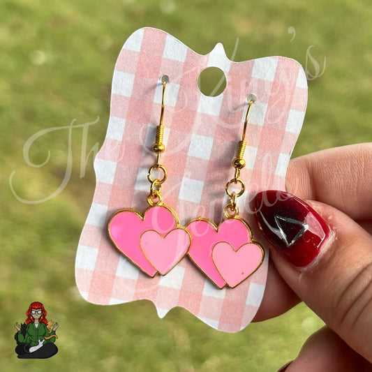 LeonaRae - Double Pink Heart Earrings!