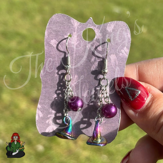 Gladys - Purple Witch Hat Earrings!