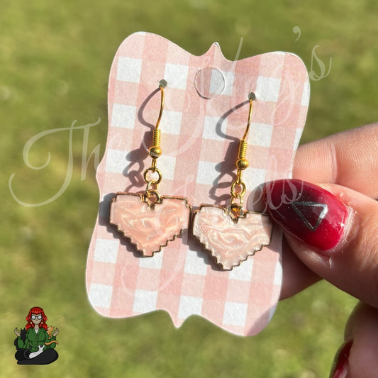 LeonaRae - Blush Pink Heart Enamel Charm Earrings!