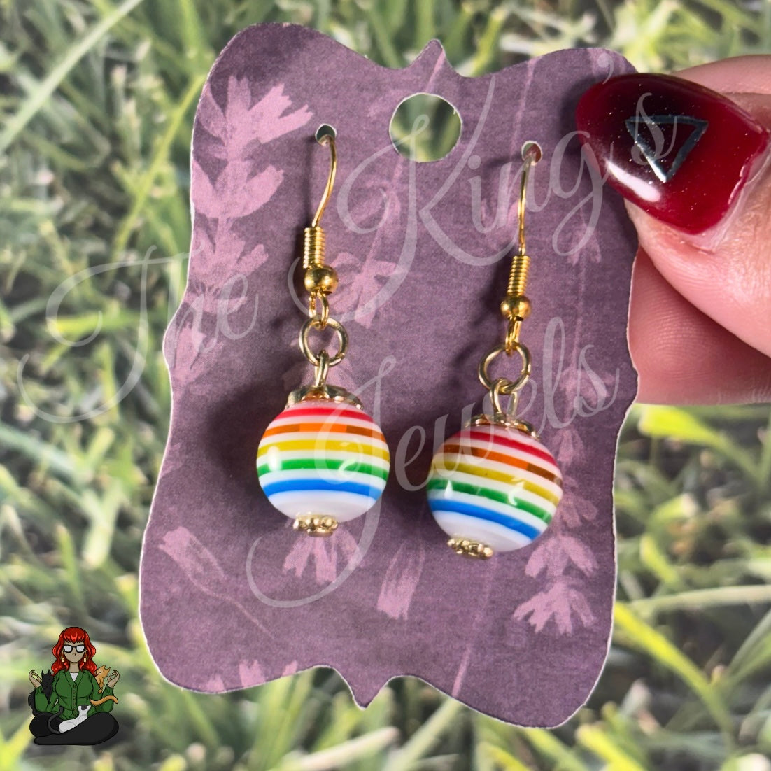 Shirley - Striped Rainbow Bead Earrings!