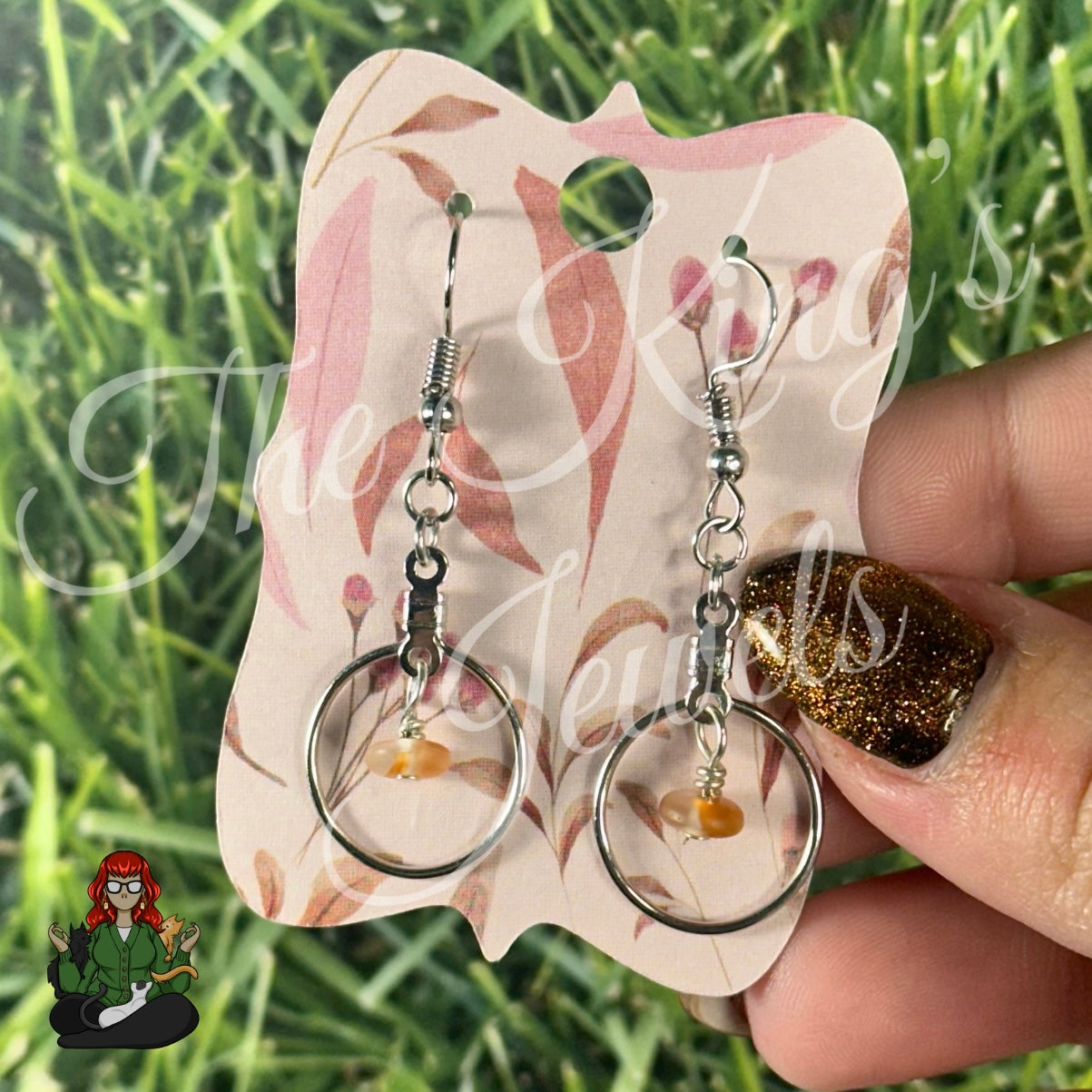 Riona - Dainty Frosted Orange Bead Hoop Earrings!