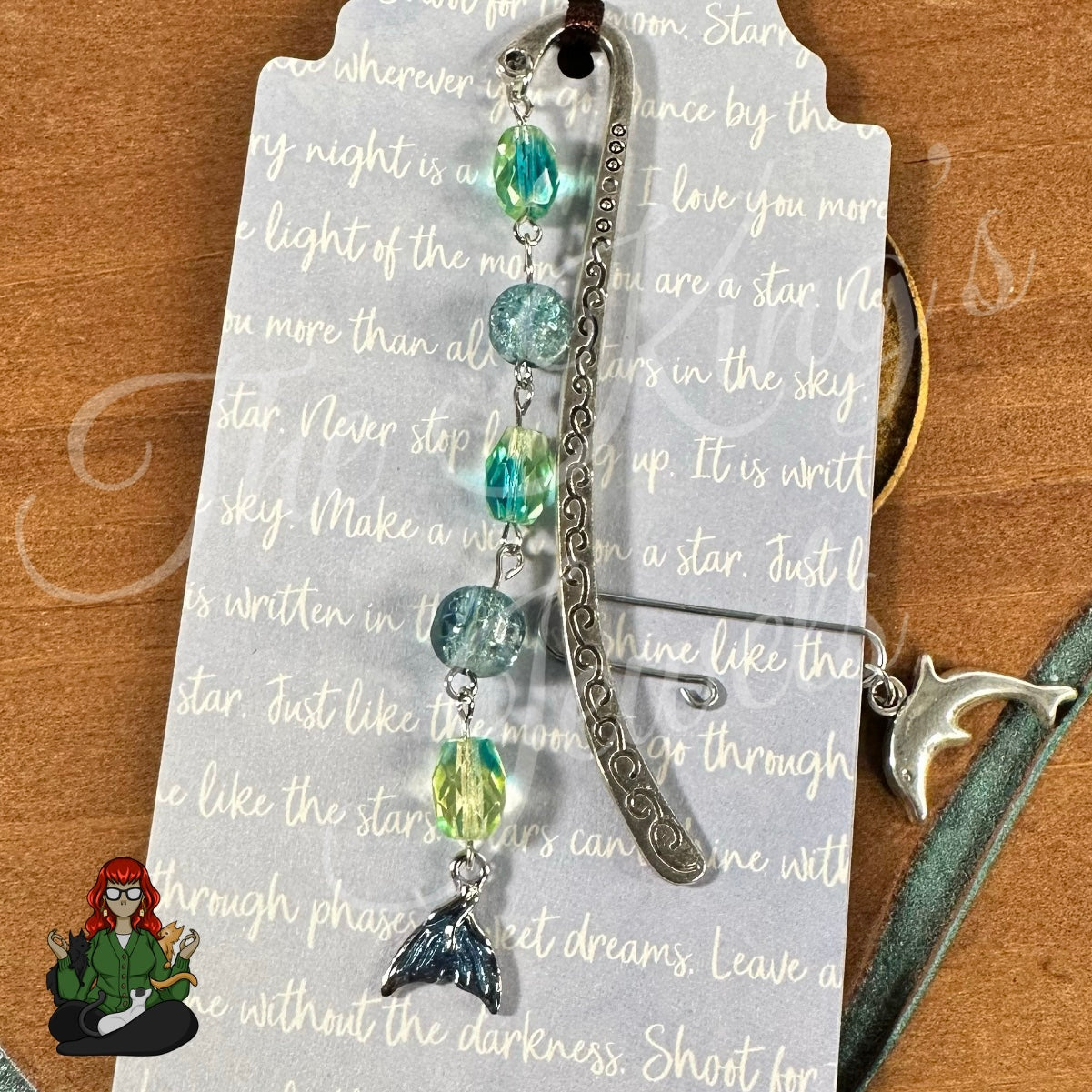 GwennaBelle - Mermaid Tail Teal Glass Bead Bookmark!