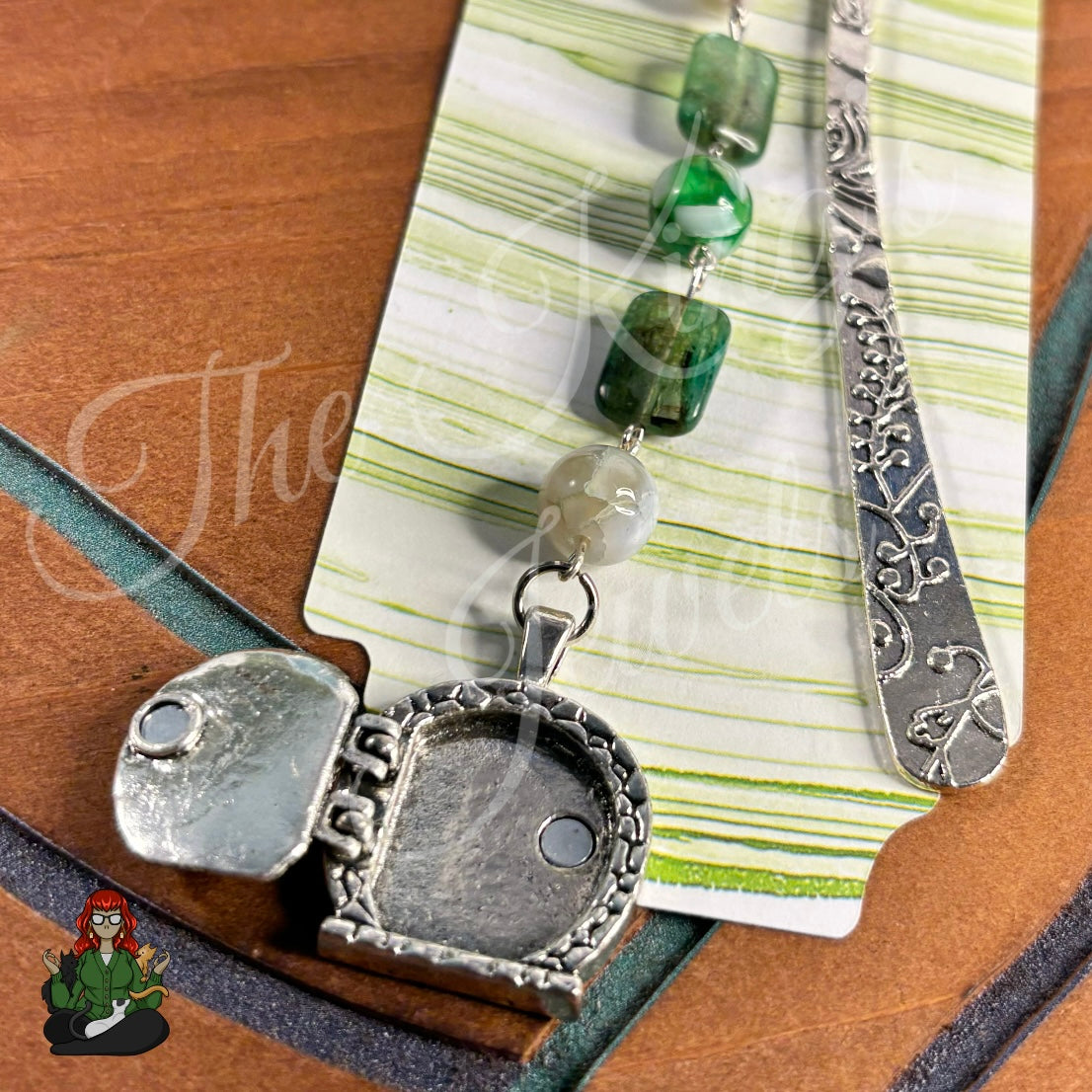 GwennaBelle - Fairy Door Green Kyanite, Shell, & Agate Bead Bookmark!