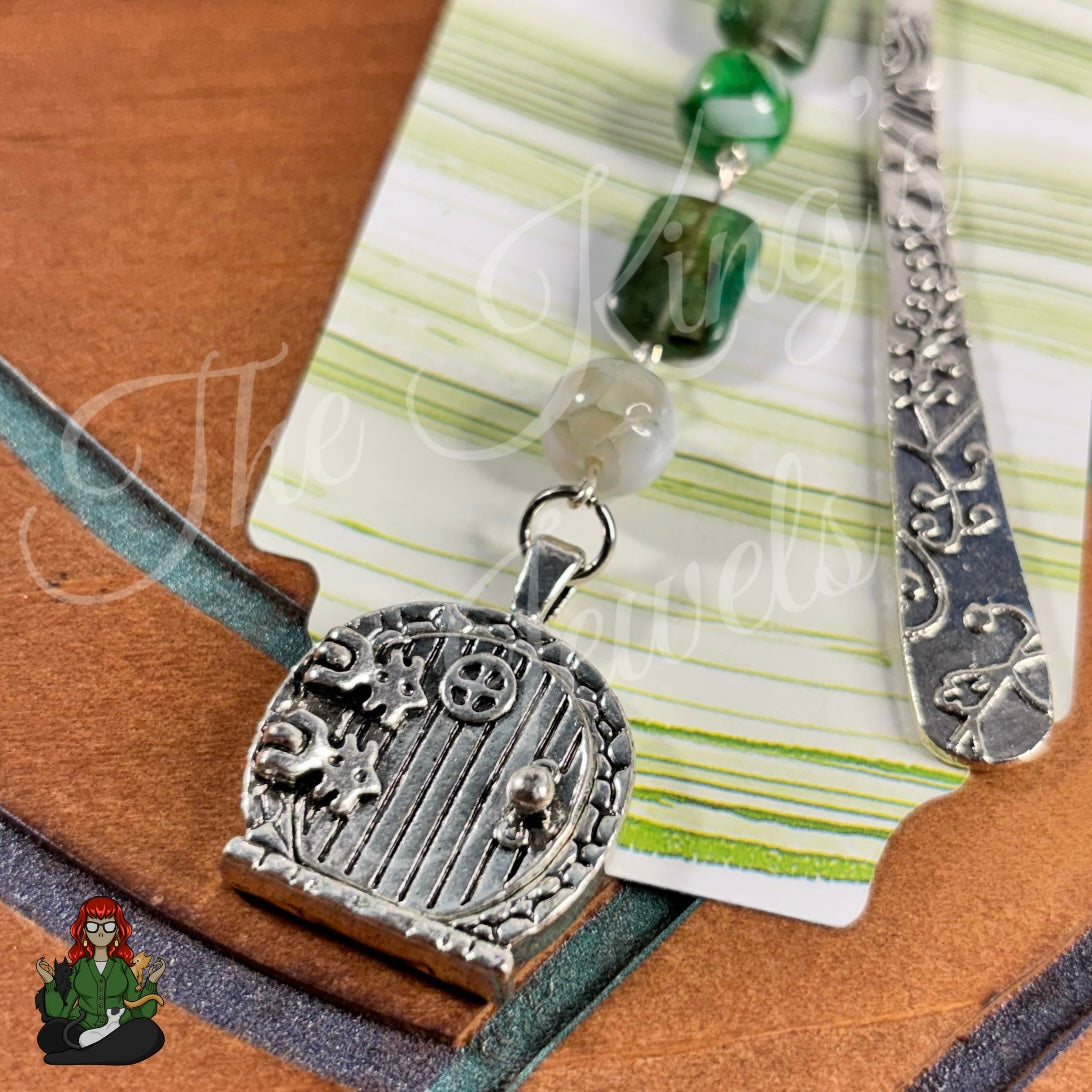 GwennaBelle - Fairy Door Green Kyanite, Shell, & Agate Bead Bookmark!