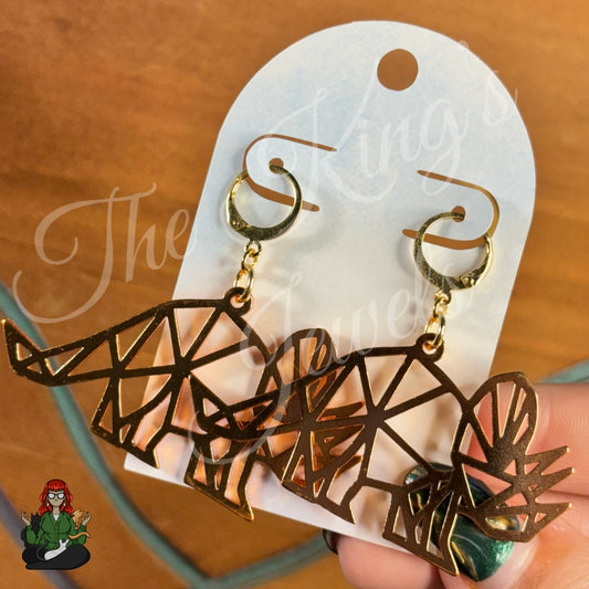 LeonaRae - Geometric Triceratops Dinosaur Earrings!