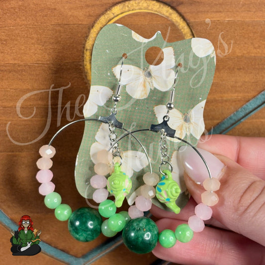 Riona - Glass & Agate Bead Teapot Earrings!