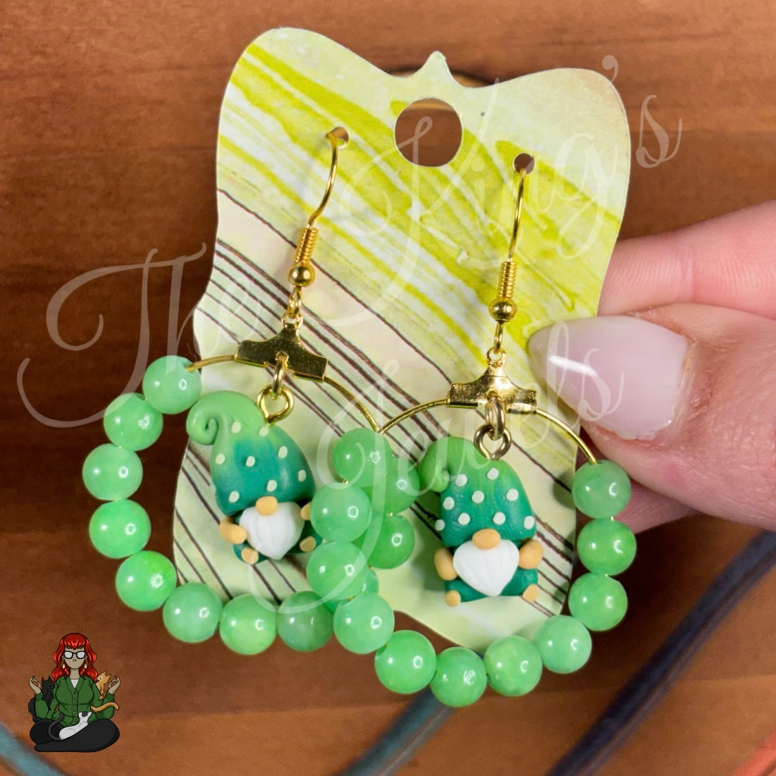 Riona - Green Quartz & Gnome Earrings!
