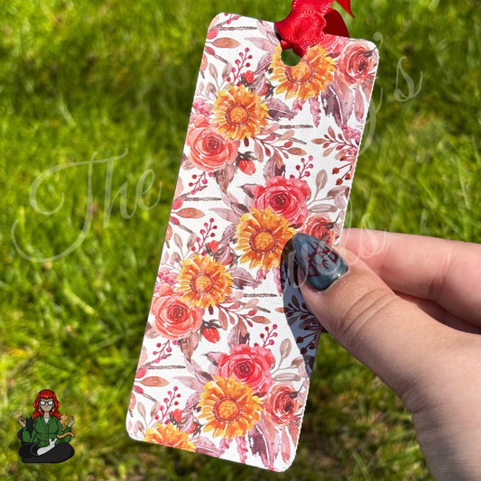 Shannon - Purple & Orange Floral Faux Leather Bookmarks!