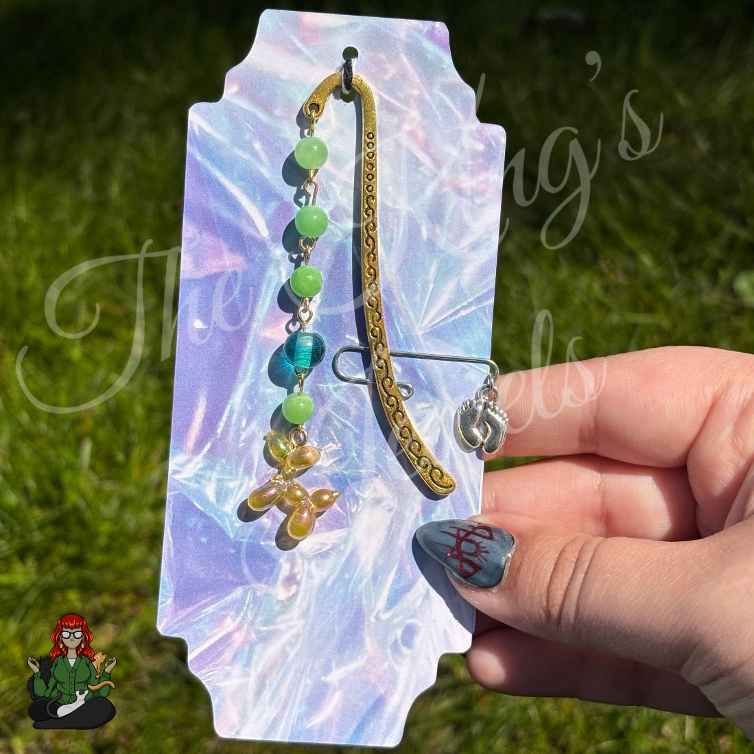 GwennaBelle - Balloon Animal & Green Glass Bead Bookmark!