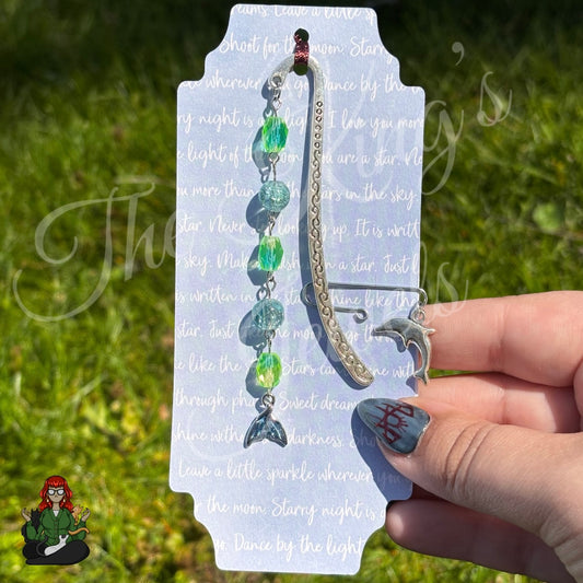 GwennaBelle - Mermaid Tail Teal Glass Bead Bookmark!