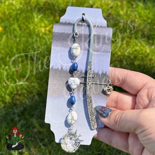 GwennaBelle - Blue Bird Nest Pearl & Howlite Bead Bookmark!