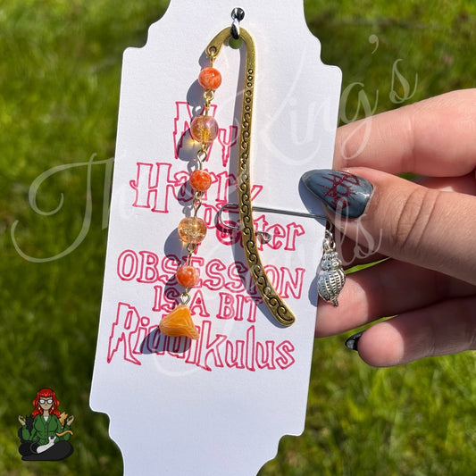 GwennaBelle - Glass Orange Flower and Beads Bookmark!