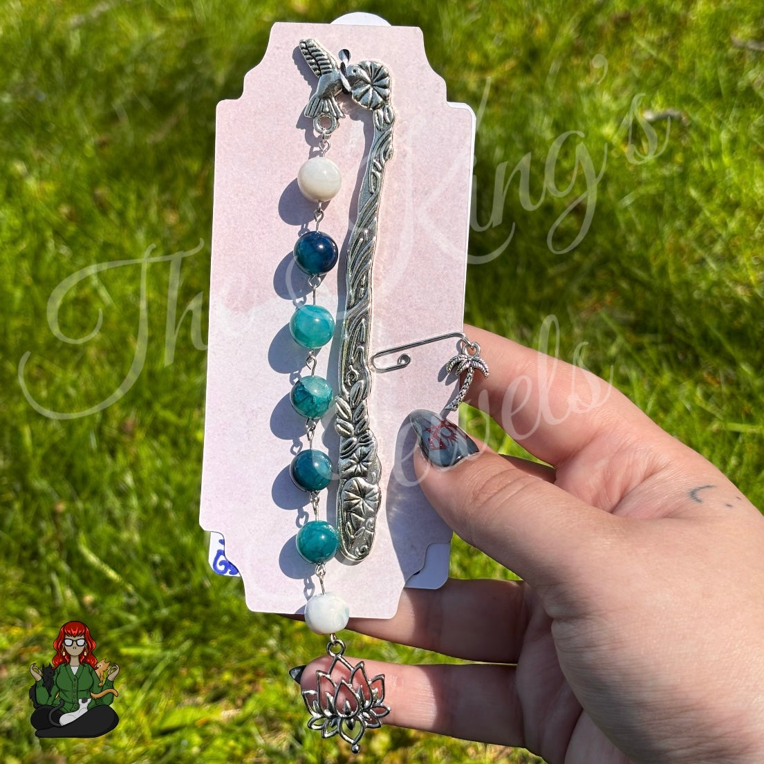 GwennaBelle - Teal Agate Silver Lotus Bookmark!