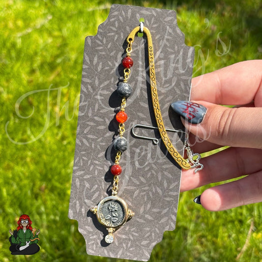 GwennaBelle - Rose Cameo Charm, Zebra Jasper, & Fire Agate Bookmark!