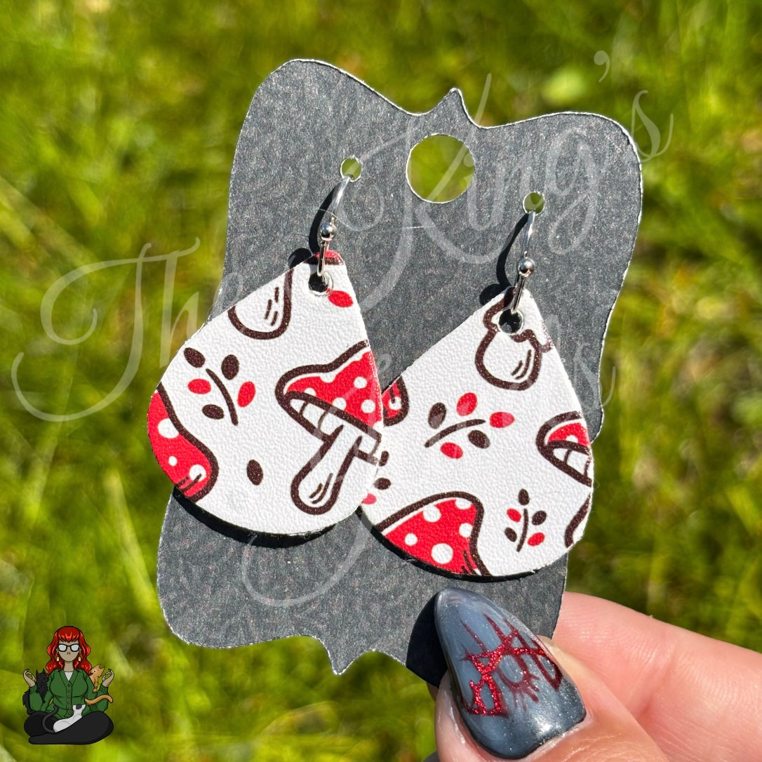 Rose - Mushroom Faux Leather Earrings!