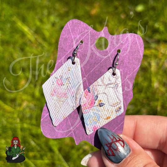 Belle - Pastel Floral Faux Leather Earrings!