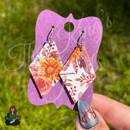 Belle - Watercolor Floral Faux Leather Earrings!
