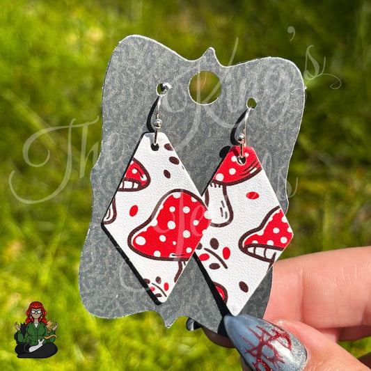 Belle - Mushroom Print Faux Leather Earrings!