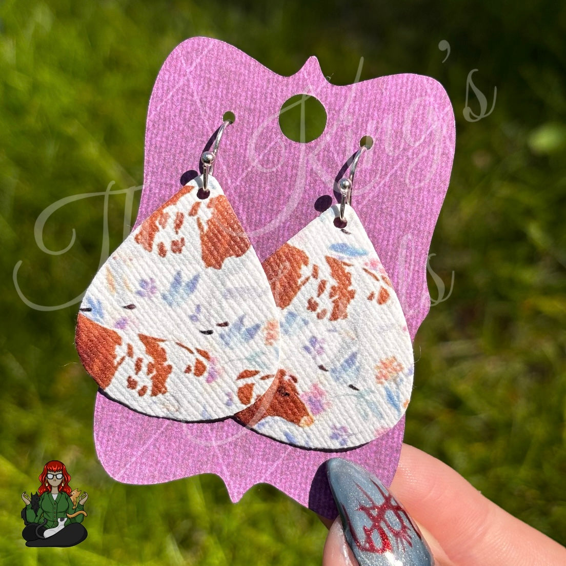 Rose - Cow Print Faux Leather Earrings!
