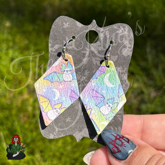 Belle - Pastel Bat Faux Leather Earrings!