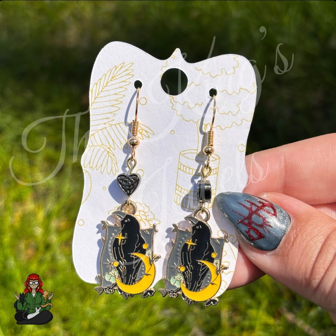Katie - Raven & Moon Celestial Celtic Enamel Earrings!