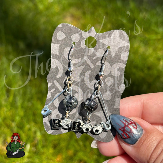 Raven - Boo Safety Pin Charm Earrings!