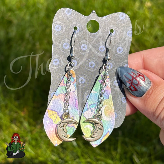 Jennifer - Moon Bat Faux Leather Teardrop Earrings!