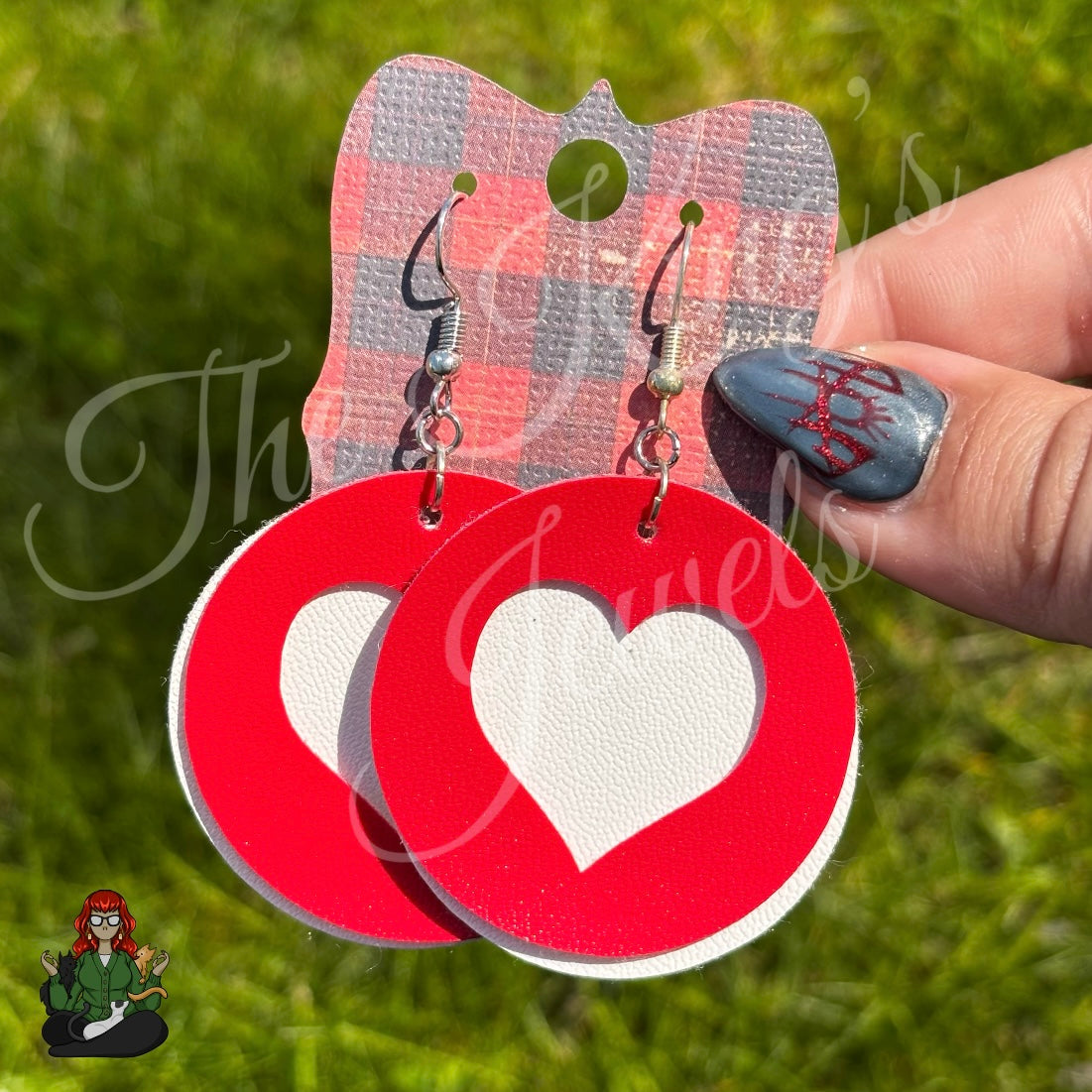 Michelle - Faux Leather Red Heart Earrings!