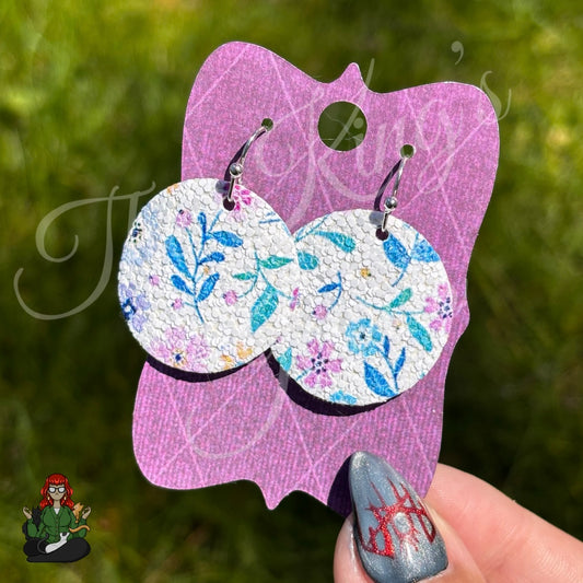 Michelle - Floral Faux Leather Earrings!