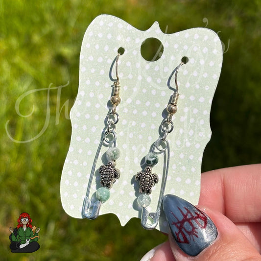 Ophelia - Turtle Safety Pin Earrings!