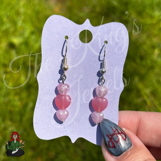 Melissa - Pink Heart Stack Bead Earrings!
