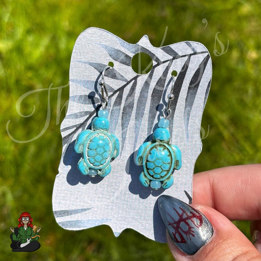 Melissa - Turquoise Turtle Bead Earrings!